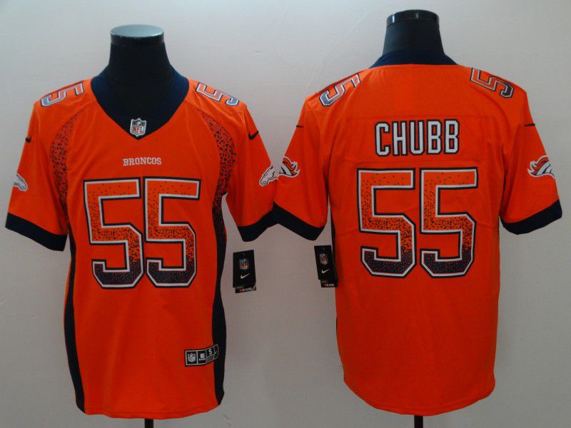 Men Denver Broncos 55 Chubb Drift Fashion Orange Color Rush Limited NFL Jerseys
